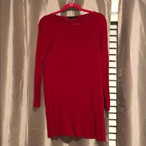 Burgundy piko styled dress